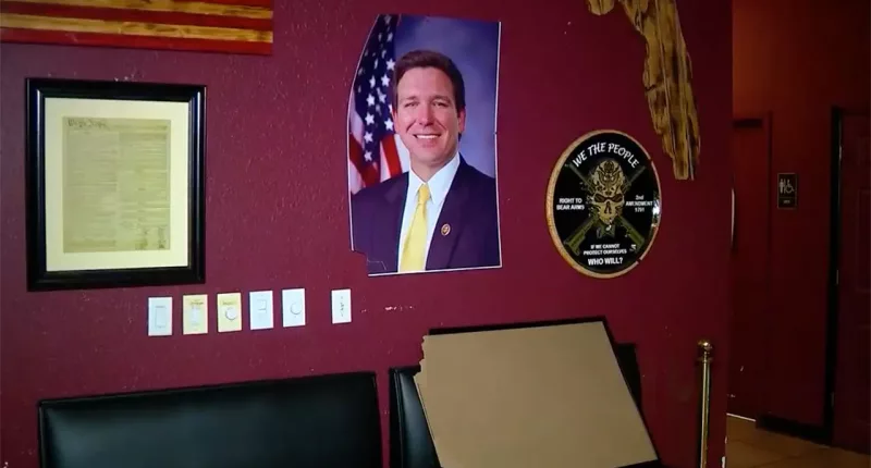 DeSantis photo displayed in bar damaged after suspect took it into restroom
