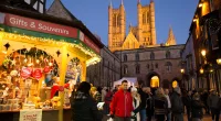 Punters enjoy the Christmas market in Lincoln