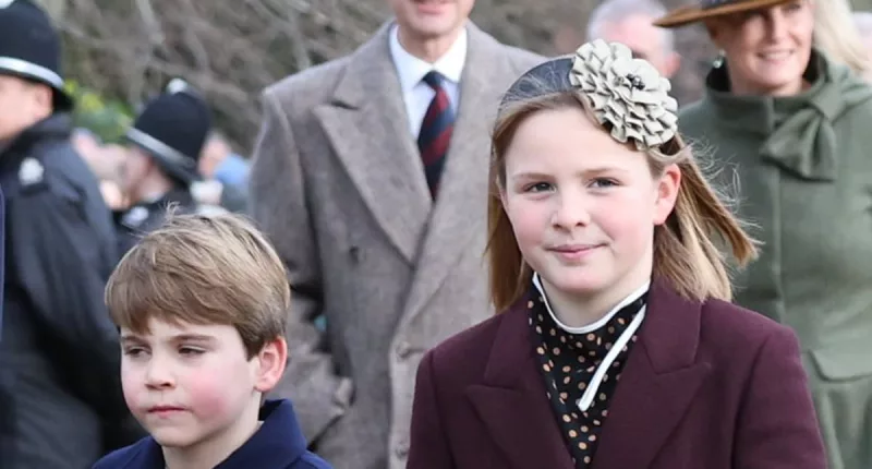 George, Charlotte and Louis at Sandringham church service