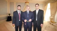 Moaz Haniyeh (pictured right) next to his father reportedly spent thousands on high-end jewellery from 2021-2022 while ordinary Gazans suffered in poverty