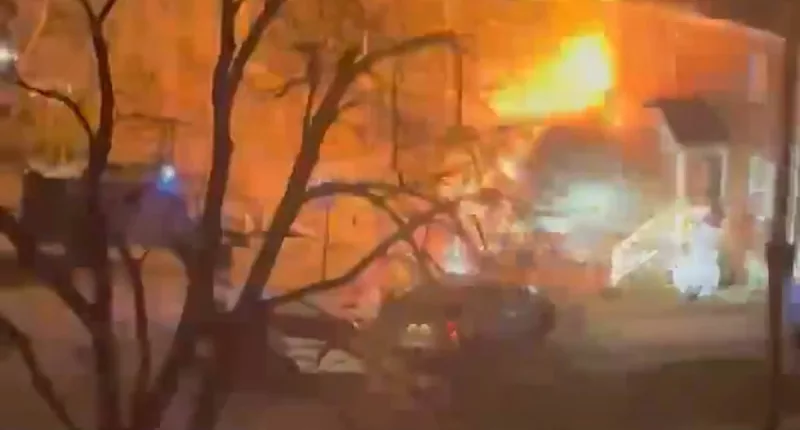 House EXPLODES in huge fireball in Arlington, Virginia