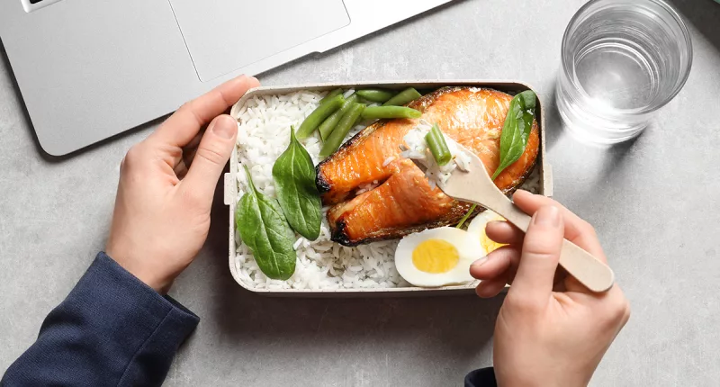 eating protein-packed lunch