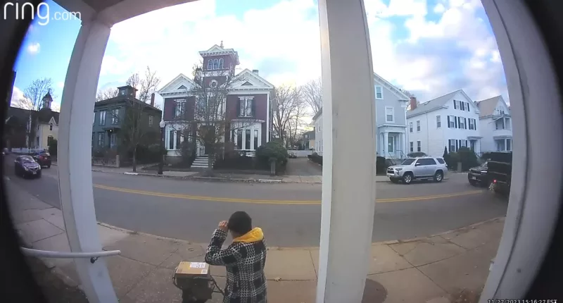 The woman was caught on a ring camera stealing packages off of the porch