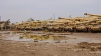Thousands of rusty tanks lay abandoned at Camp Taji, 27km north of Baghdad