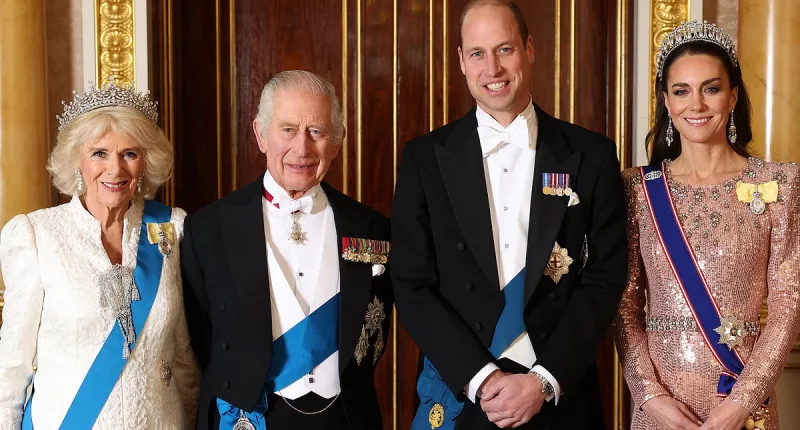 King and Queen are joined by William and  Kate at Christmas Reception