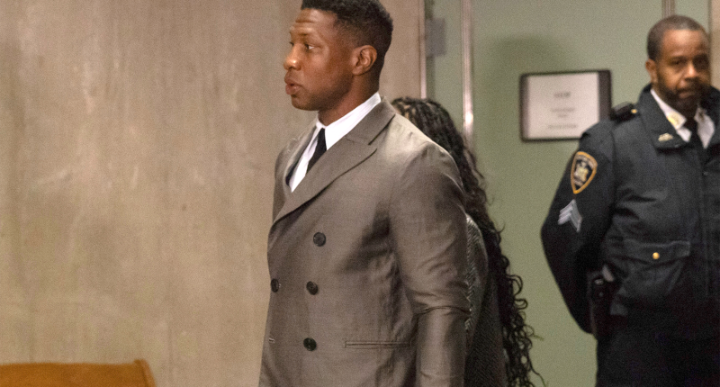 Jonathan Majors walks into the courthouse in New York