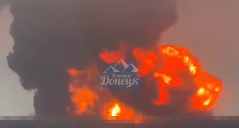 The strike on a Russian oil depot in Makiivka, near Donetsk, is captured by witnesses on film