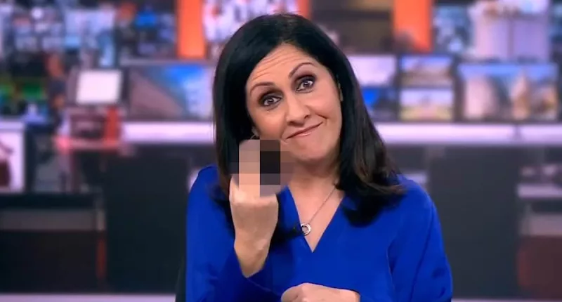 Moment BBC presenter gives middle finger to the camera live on air