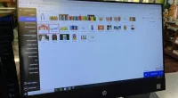 A computer screen with pictures of cafe items on it.