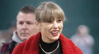 Taylor Swift borrows BFF Brittany Mahomes' red coat at Chiefs game