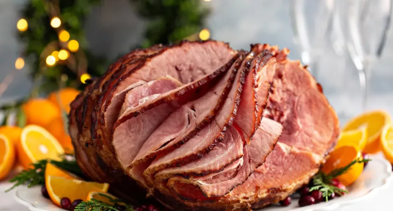 holiday christmas slice spiraled ham