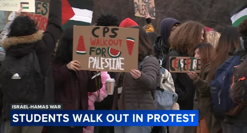 Chicago Public School students walk out of class to demand cease-fire in Gaza