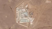 A satellite view of the US military outpost known as Tower 22, in Rukban, Jordan
