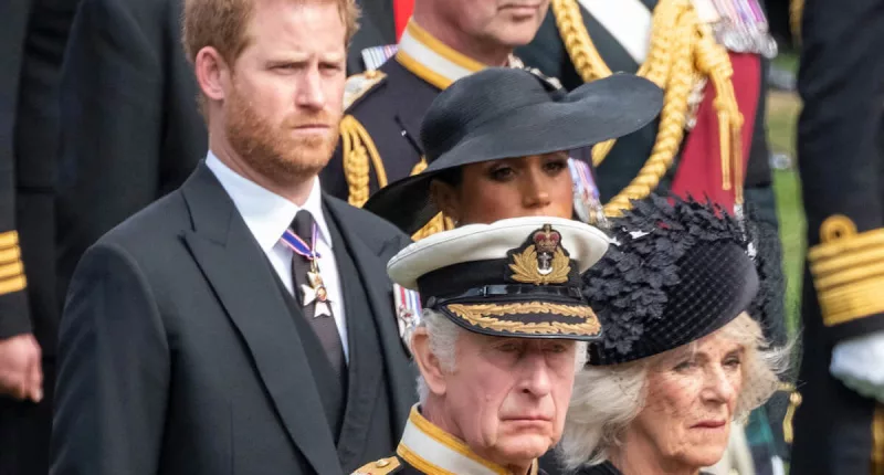 King Charles Subtly Showed Harry and Meghan 'Affection' at Queen Elizabeth's Funeral, Body Language Expert Says