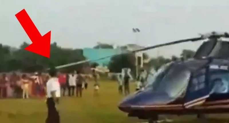 Man Walks Into Helicopter Rotor Video