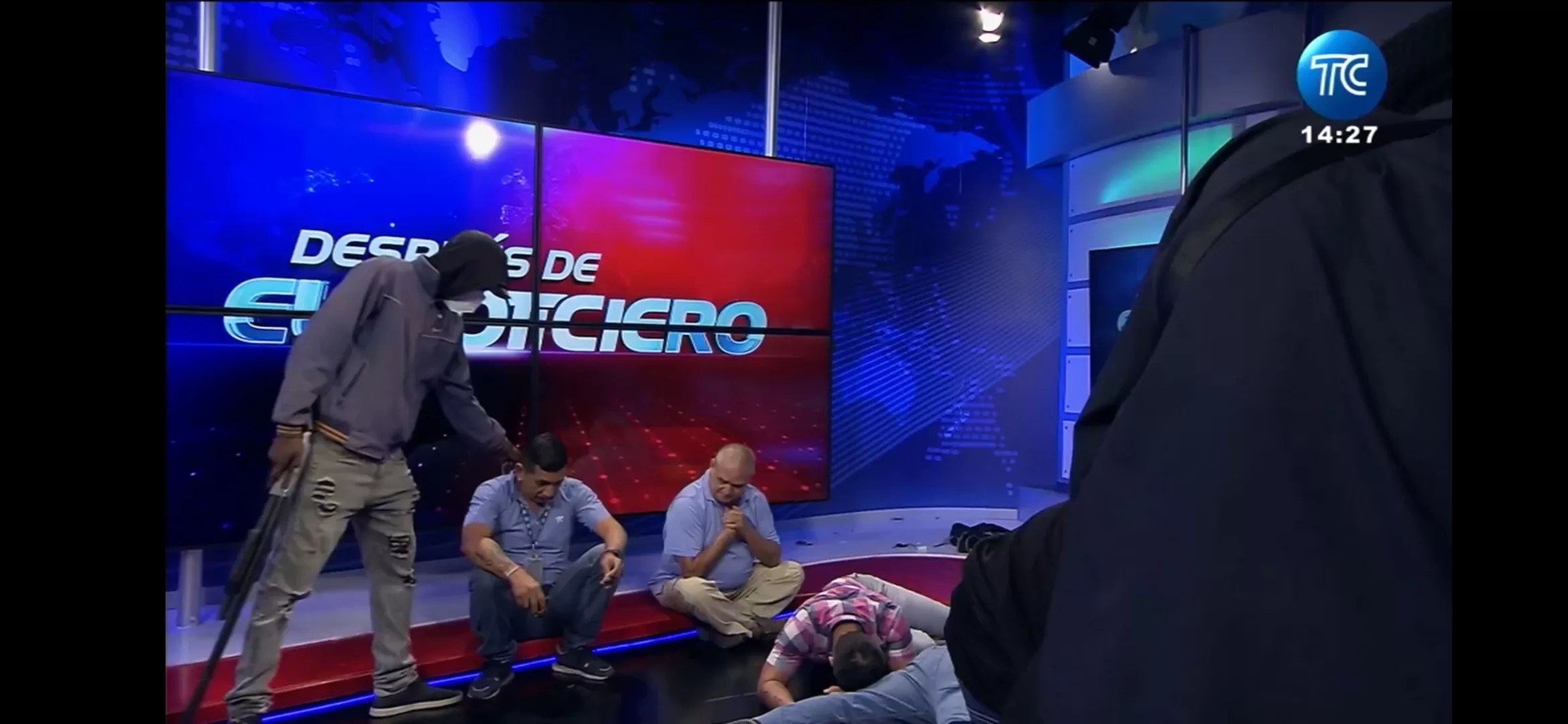 Hooded gunmen have stormed a live television broadcast in Ecuador