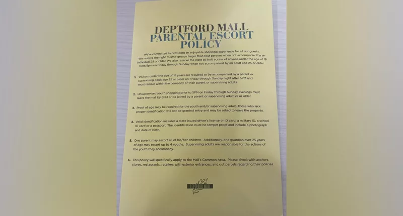 New Jersey mall 'strictly' enforcing parental chaperone rule for minors