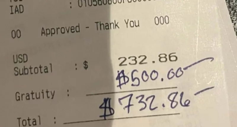 Theater district server is left stunned to find $500 tip from patron