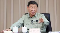 Chinese President Xi Jinping delivering a speech at the Navy HQ of the People’s Liberation Army