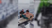 VIDEO: Shirtless Buffalo Bills fan cheers on team ahead of Monday’s Wild Card game