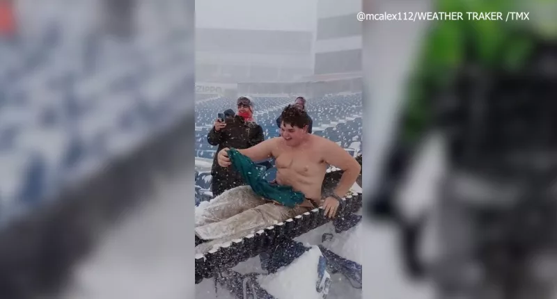 VIDEO: Shirtless Buffalo Bills fan cheers on team ahead of Monday’s Wild Card game