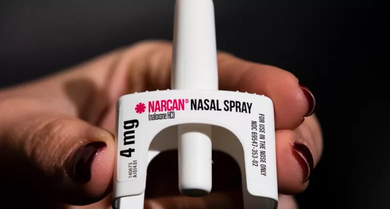FILE - The overdose-reversal drug Narcan is displayed during training for employees of the Public Health Management Corporation (PHMC), Dec. 4, 2018, in Philadelphia. San Francisco is amid a drug overdose epidemic and could become the first in the country to require every pharmacy within its boundaries to always carry naloxone, a drug that reverses overdoses caused by fentanyl and other opioids. San Francisco Supervisor Matt Dorsey will introduce a bill Tuesday, June 27, 2023, that if approved, would require every pharmacy in the city to always have in stock at least two nasal sprays containing the drug or face fines. (AP Photo/Matt Rourke, File)