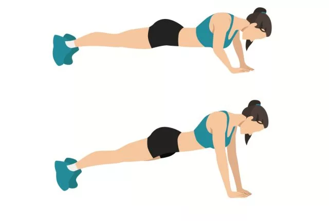 woman doing diamond pushups, concept of exercises for turkey wing arm fat