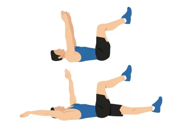 dead bug exercise, concept of ab workouts for men