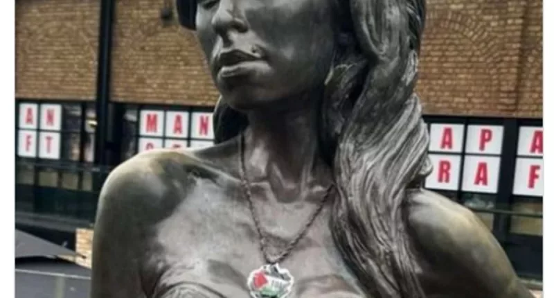Activists deface Amy Winehouse statue in Camden with Palestinian flag