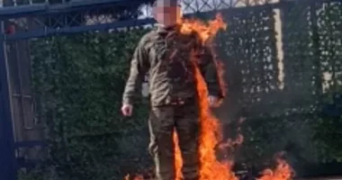 Airman, 25, shrieks 'Free Palestine' as he burns at Israel embassy