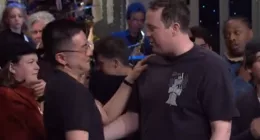 Bowen Yang hugs Shane Gillis on 'Saturday Night Live'
