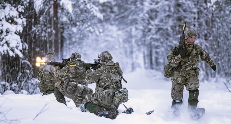 Royal Marines were among those put through a brutal week of training during which they were taught to escape after falling into a frozen lake or river.