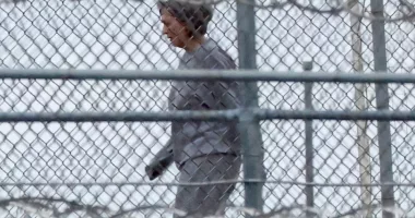 Ghislane Maxwell was pictured pacing in the jail yard in Florida where she is serving a 20-year sentence