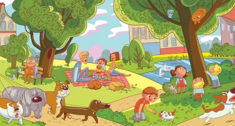With so much going on in the picture you're bound to struggle to spot the lion