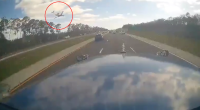 Dashcam footage shows the plane plummeting towards the highway