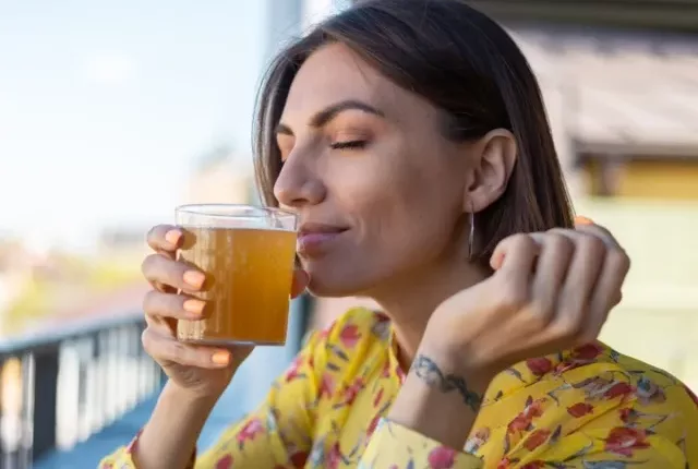 drinking kombucha