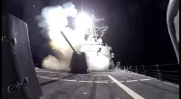 A Tomahawk land attack missile is launched from the USS Gravely in last night's strikes on Yemen