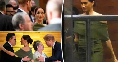 Meghan Markle stuns in one-shouldered green gown during Vancouver visit with Prince Harry