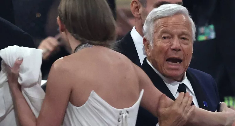 Taylor Swift shares hug with Patriots owner Robert Kraft at Grammys