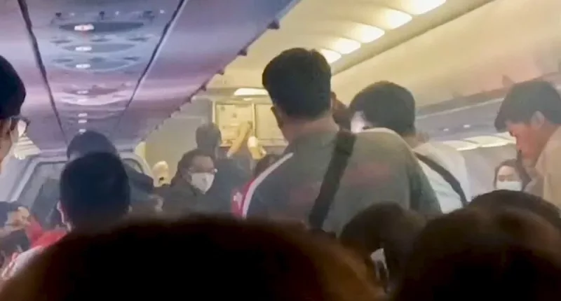 Terrifying moment power bank explodes on plane