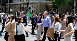 Shoppers at Pitt Street in Sydney.