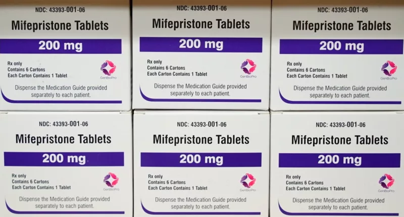 FILE - Boxes of the drug mifepristone sit on a shelf at the West Alabama Women