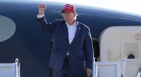 Republican presidential candidate former President Donald Trump gestures towards the crowd at a campaign rally Saturday, March 16, 2024, in Vandalia, Ohio. (AP Photo/Jeff Dean)