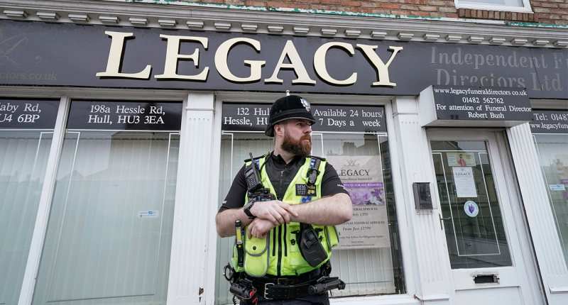 British police remove 34 bodies from England funeral home; 2 arrested for fraud, preventing burial