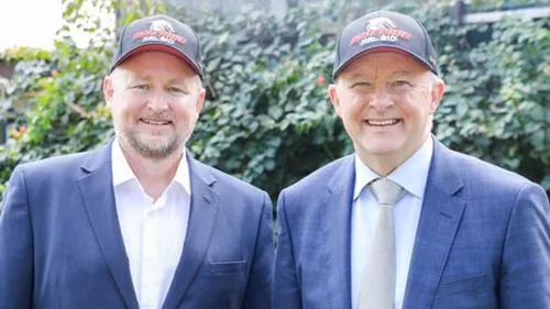 Michael Denton with Anthony Albanese.