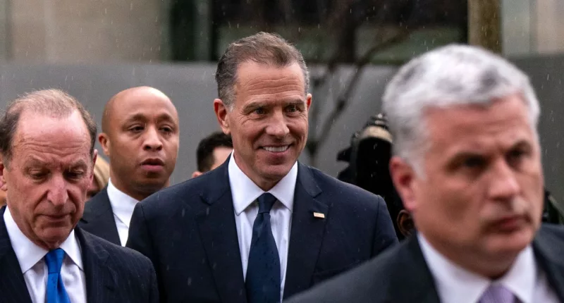 House Oversight Committee Holds Closed Door Interview With Hunter Biden Hunter Biden, son of US President Joe Biden, center, departs after an interview with the House Oversight Committee in Washington, DC, US, on Wednesday, Feb. 28, 2024. Republicans in the US Congress are formally investigating whether to impeach President Joe Biden over his family
