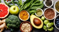 healthy diet concept with fruits and veggies