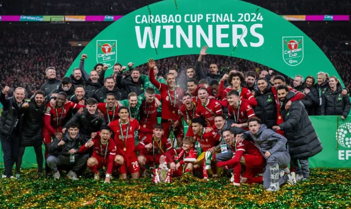 Jurgen Klopp, Mohamed Salah, Luis Diaz, Darwin Nunez, Wataru Endo, Kostas Tsimikas, Virgil van Dijk, Alexis Mac Allister, Harvey Elliott, Jarell Quansah, Curtis Jones