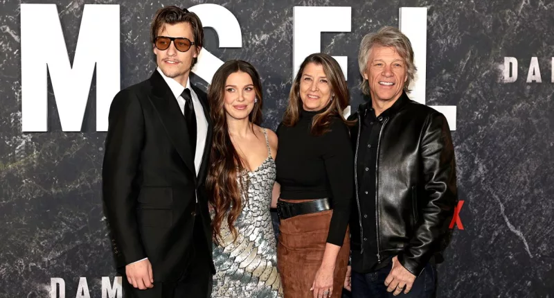 Jon Bon Jovi Joins Millie Bobby Brown and Jake Bongiovi on Red Carpet