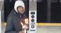 WATCH: Man wanted for hurling flaming containers at people in NYC subway station